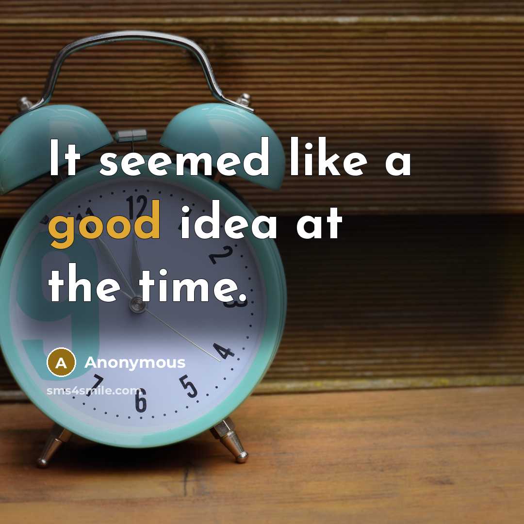 “It seemed like a good idea at the time.…” quote by Anonymous