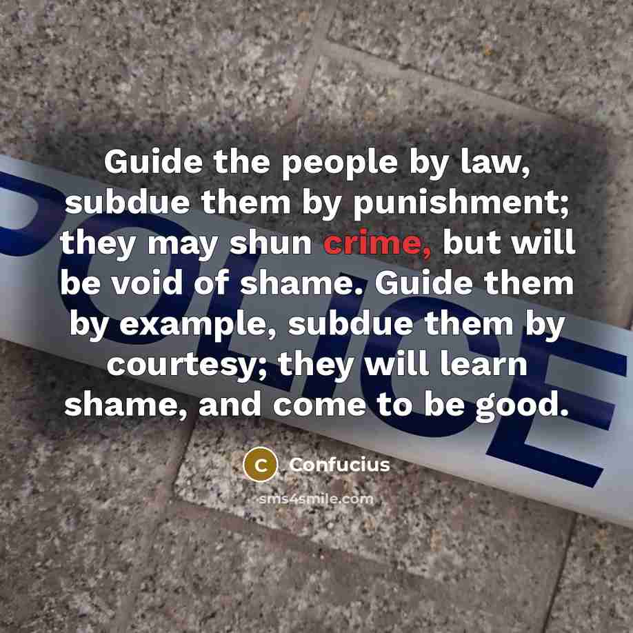 “Guide the people by law, subdue them by punishment; they…” quote by Confucius