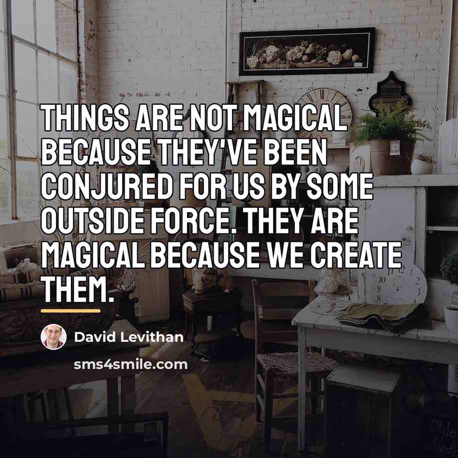 “Things are not magical because they've been conjured for us…” quote by David Levithan
