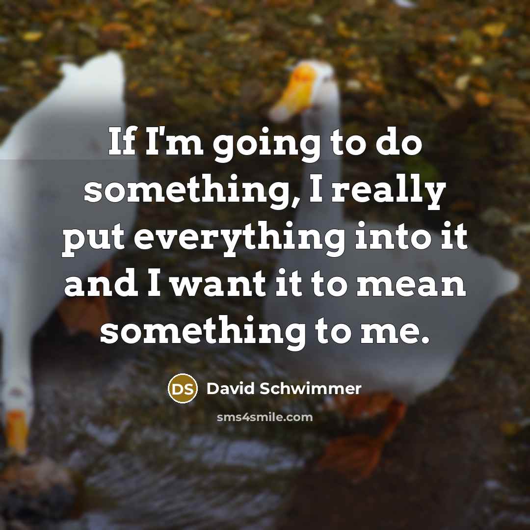 “If I'm going to do something, I really put everything into it and I want it to mean something to me.” quote by David Schwimmer