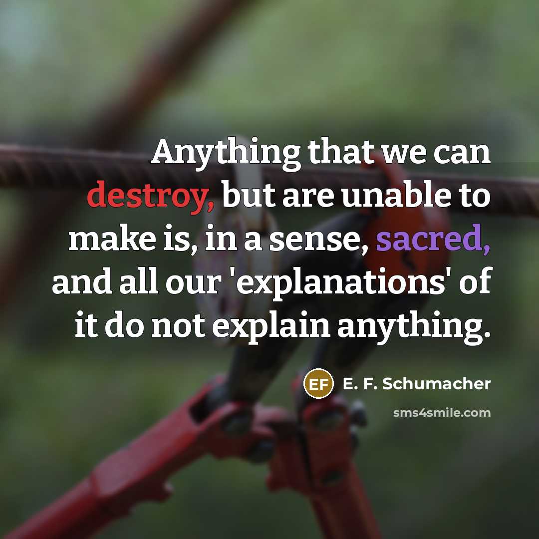 “Anything that we can destroy, but are unable to make…” quote by E. F. Schumacher