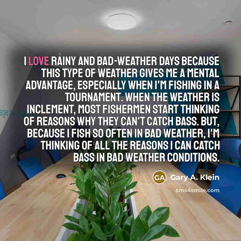 “I love rainy and bad-weather days because this type of…” quote by Gary A. Klein