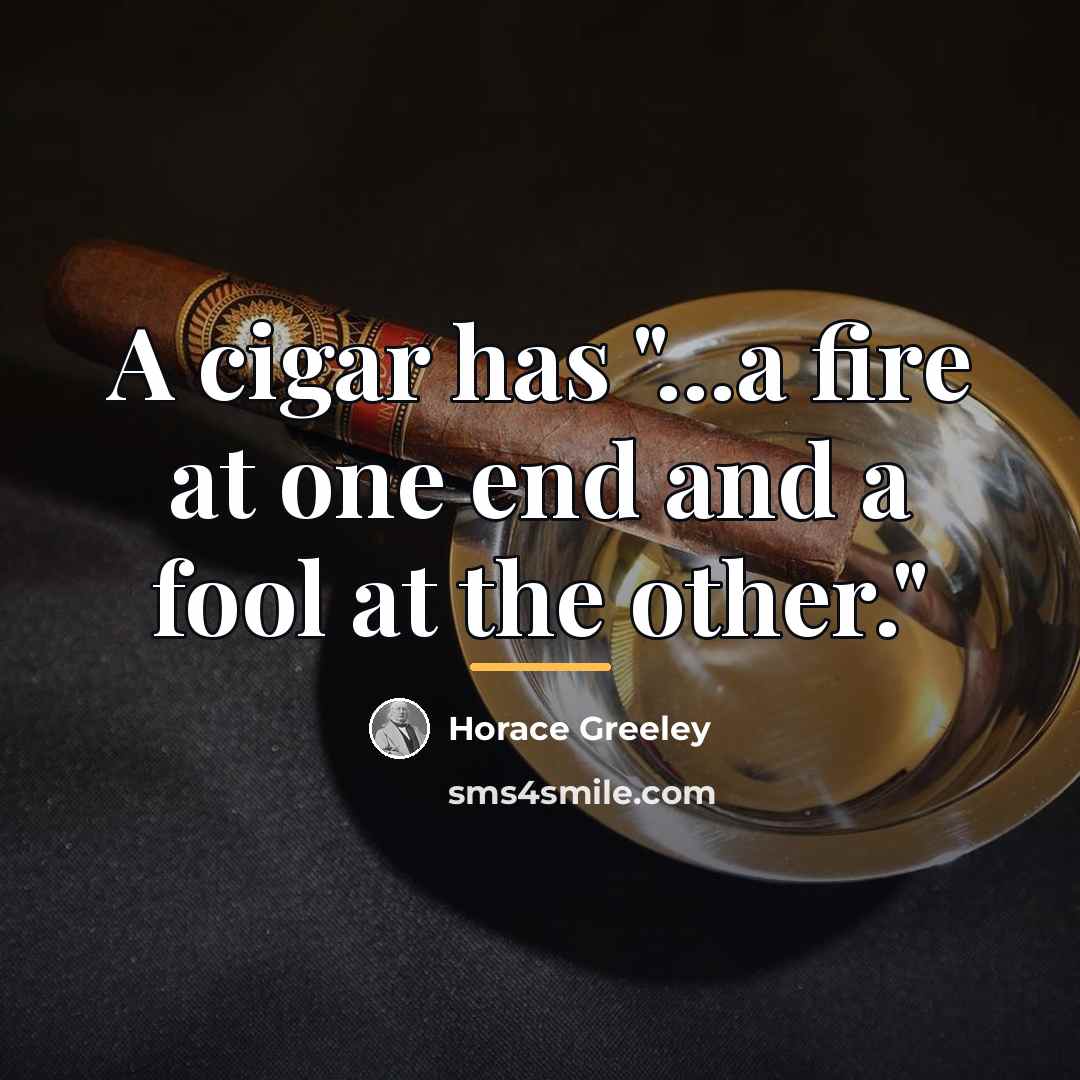 “A cigar has "...a fire at one end and a…” quote by Horace Greeley