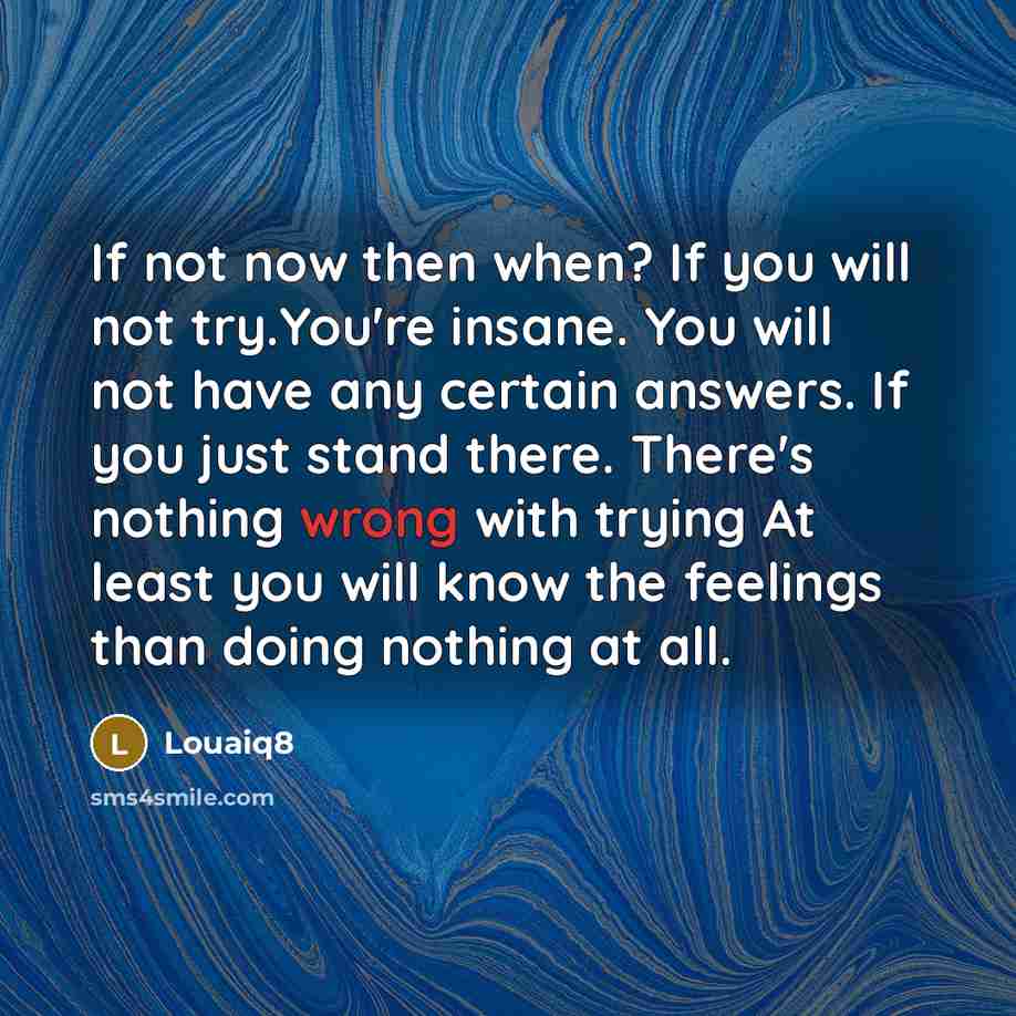 “If not now then when? If you will not try.You're…” quote by Louaiq8