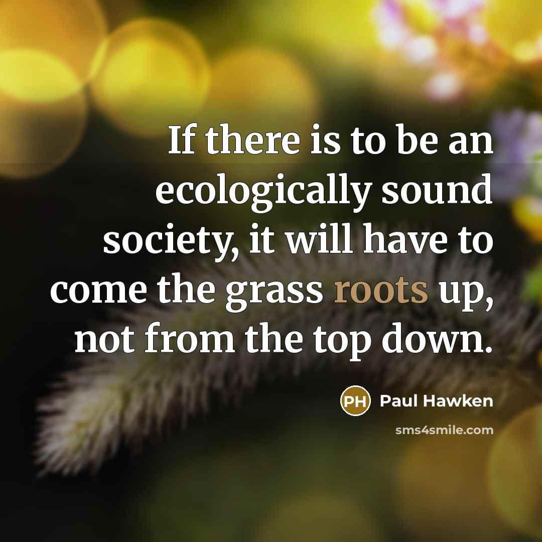 “If there is to be an ecologically sound society, it…” quote by Paul Hawken