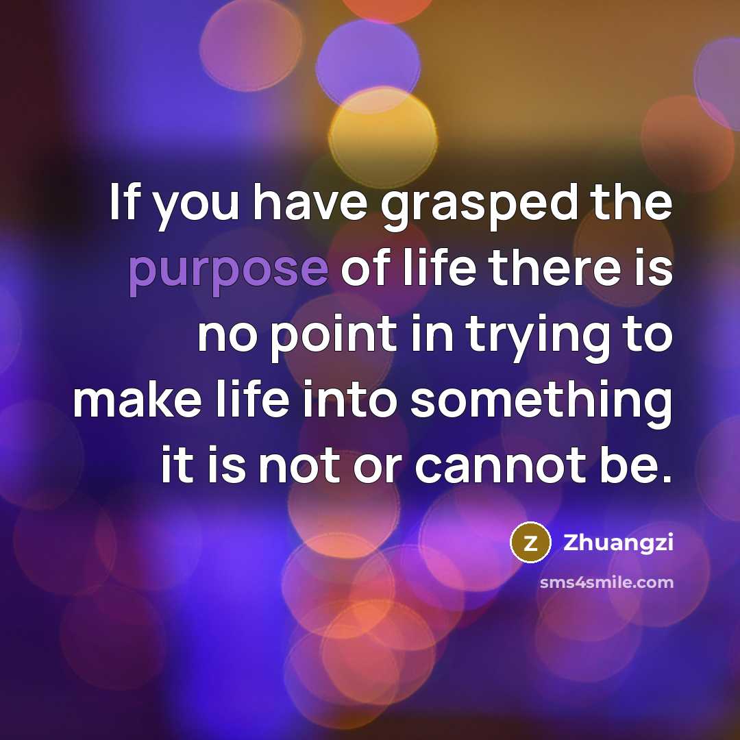 “If you have grasped the purpose of life there is…” quote by Zhuangzi