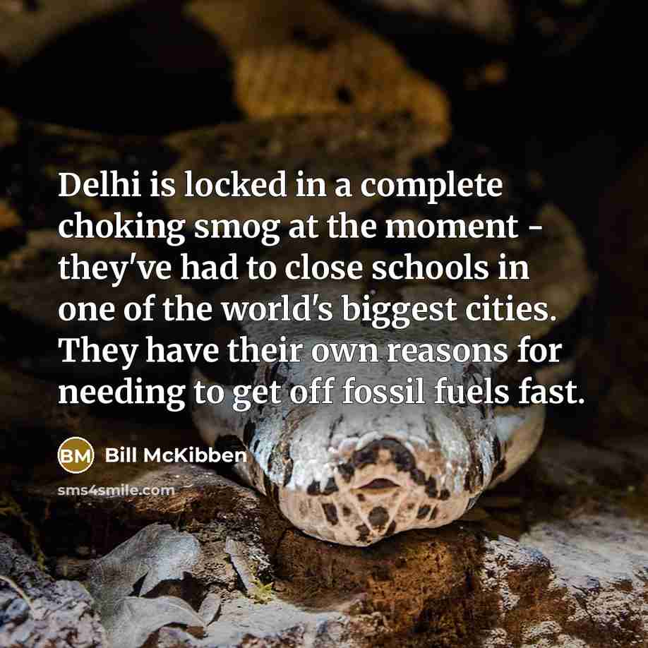 “Delhi is locked in a complete choking smog at the…” quote by Bill McKibben