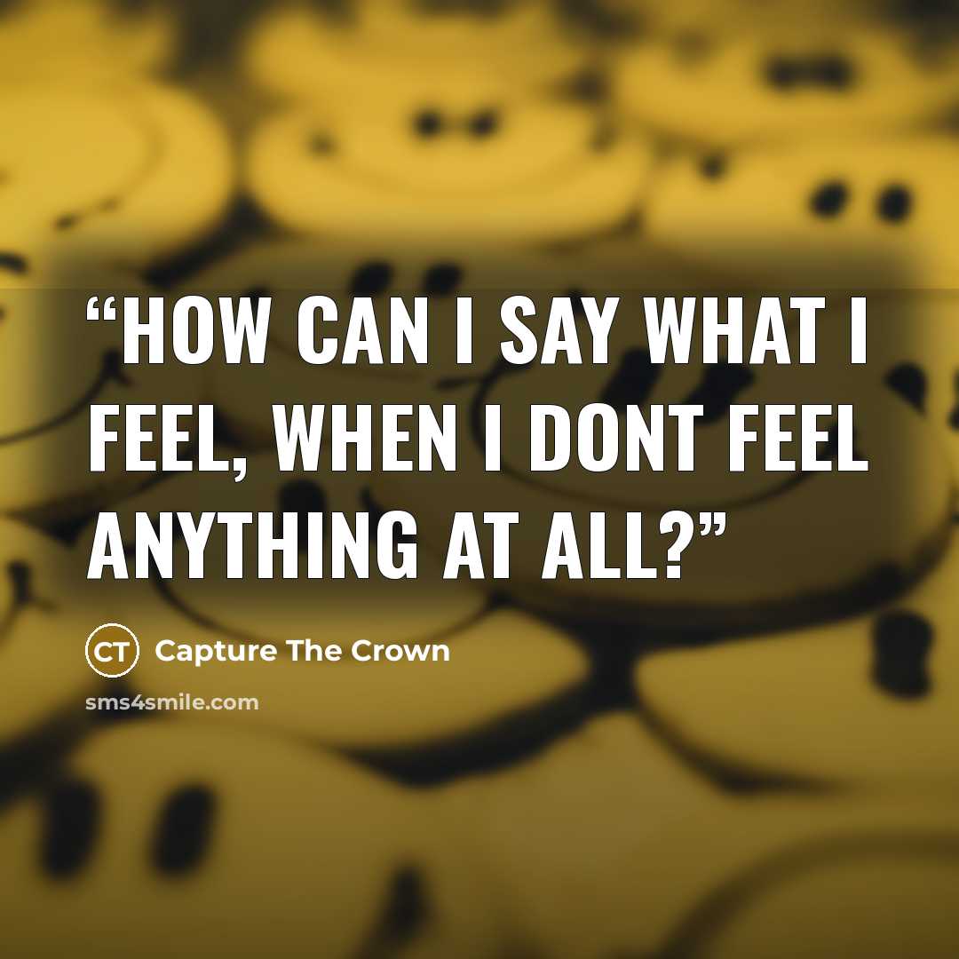 “How can i say what i feel, when i dont feel anything at all?” quote by Capture The Crown