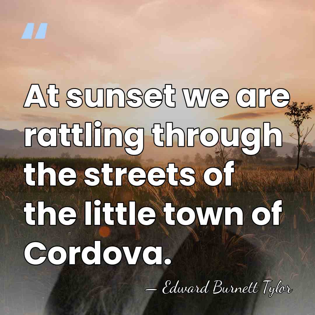 At sunset we are rattling through the streets of the little town&hellip; - Edward Burnett Tylor