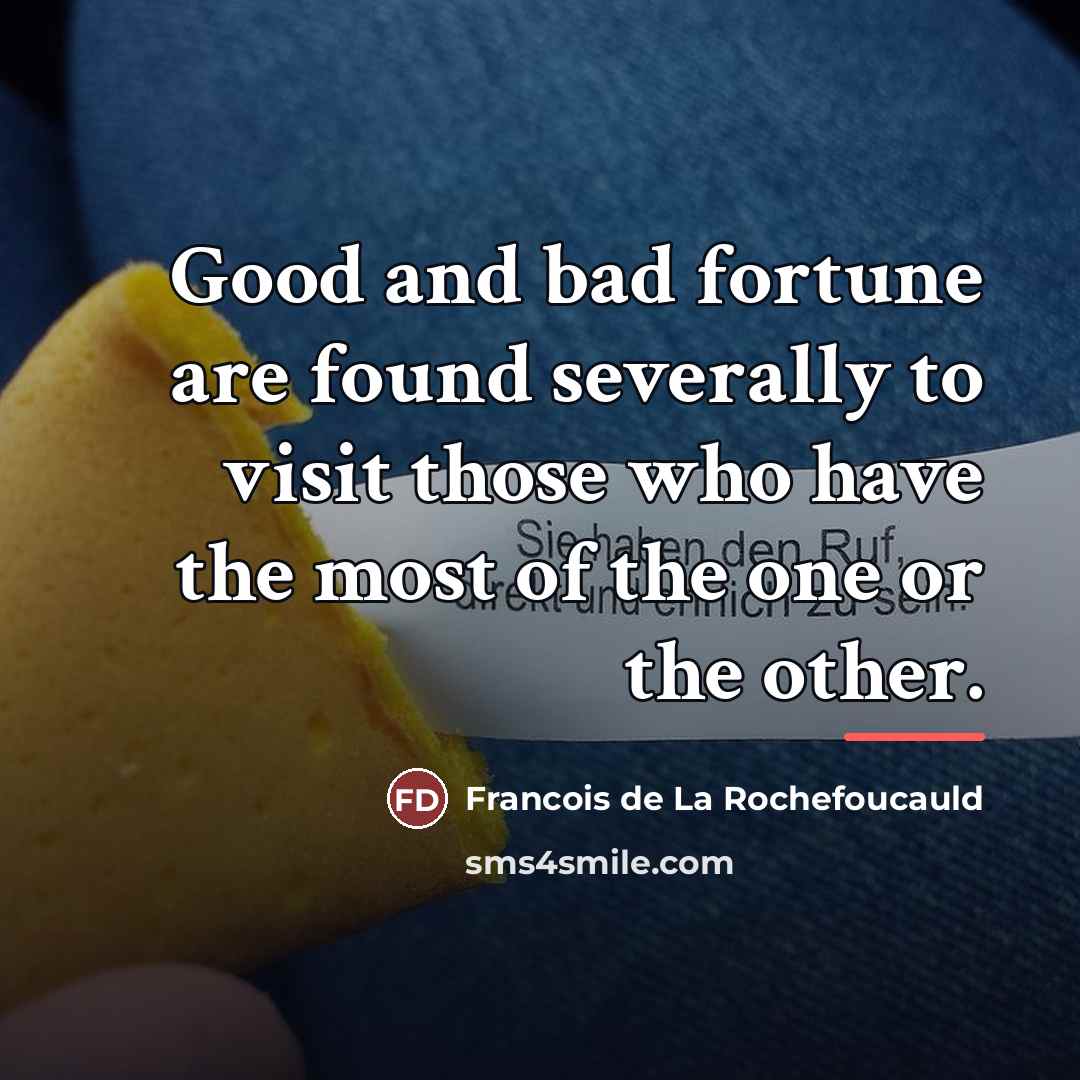 “Good and bad fortune are found severally to visit those…” quote by Francois de La Rochefoucauld