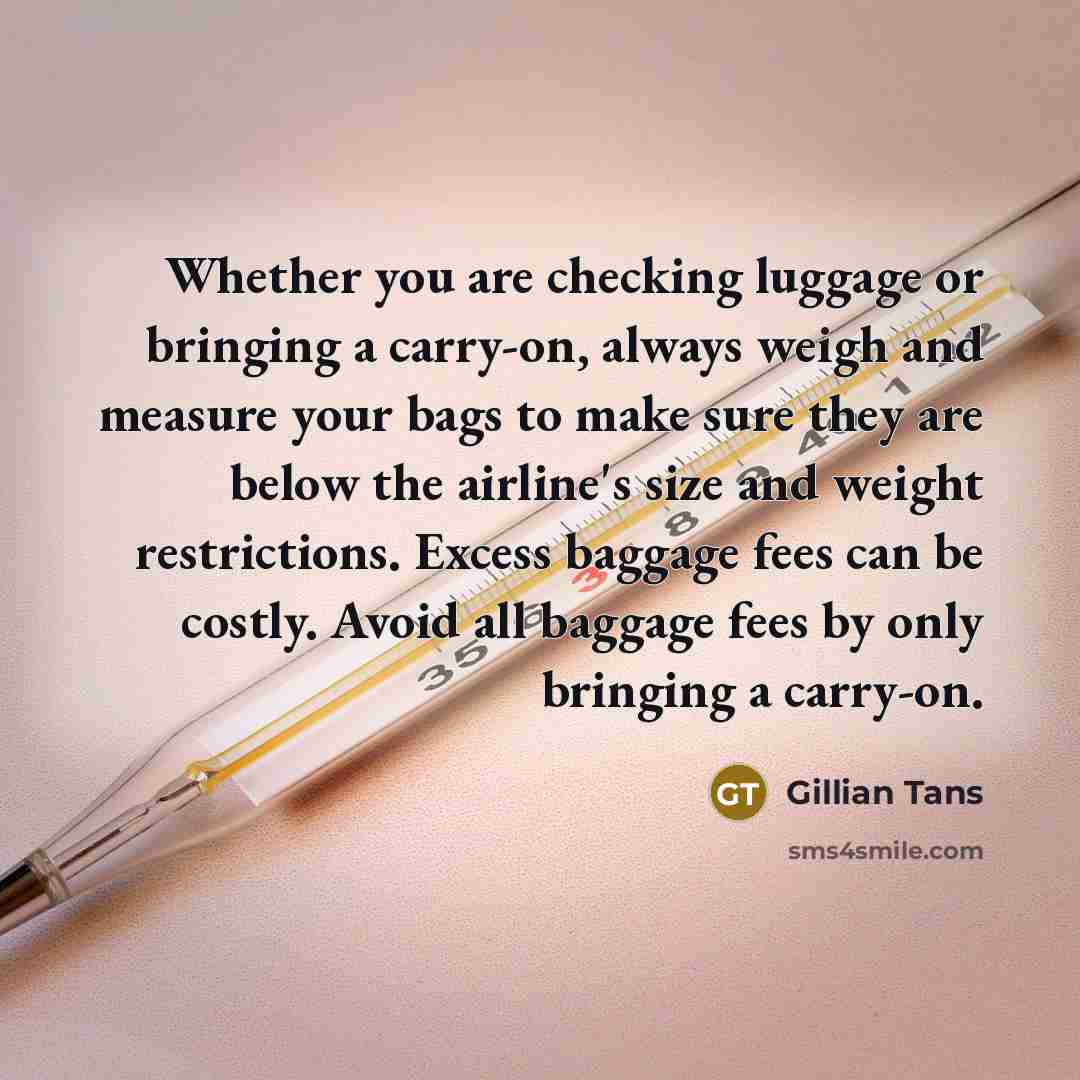“Whether you are checking luggage or bringing a carry-on, always…” quote by Gillian Tans