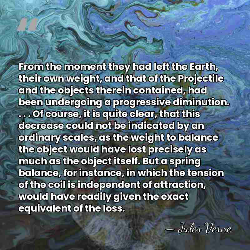 From the moment they had left the Earth, their own weight, and&hellip; - Jules Verne
