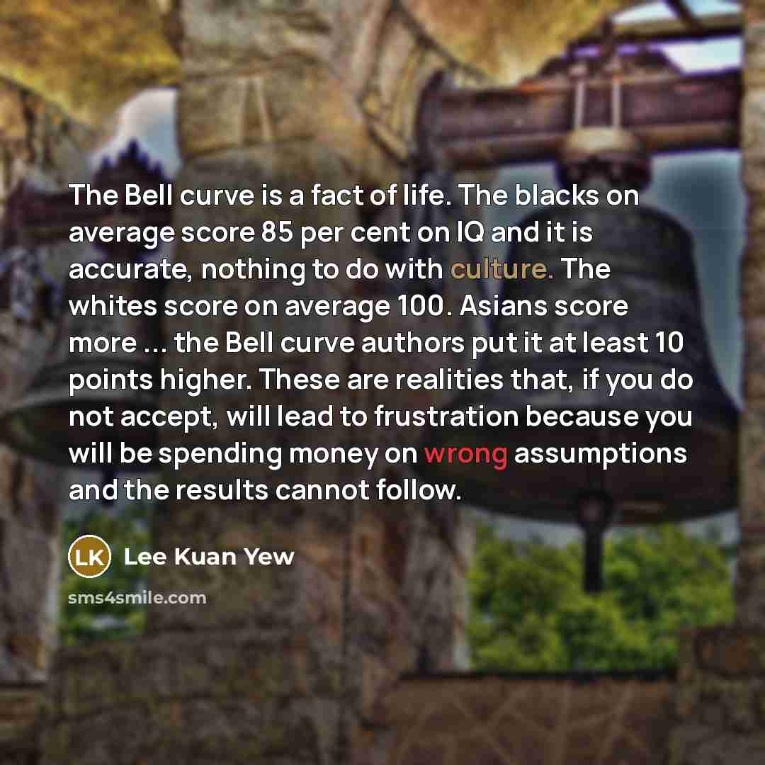 “The Bell curve is a fact of life. The blacks…” quote by Lee Kuan Yew