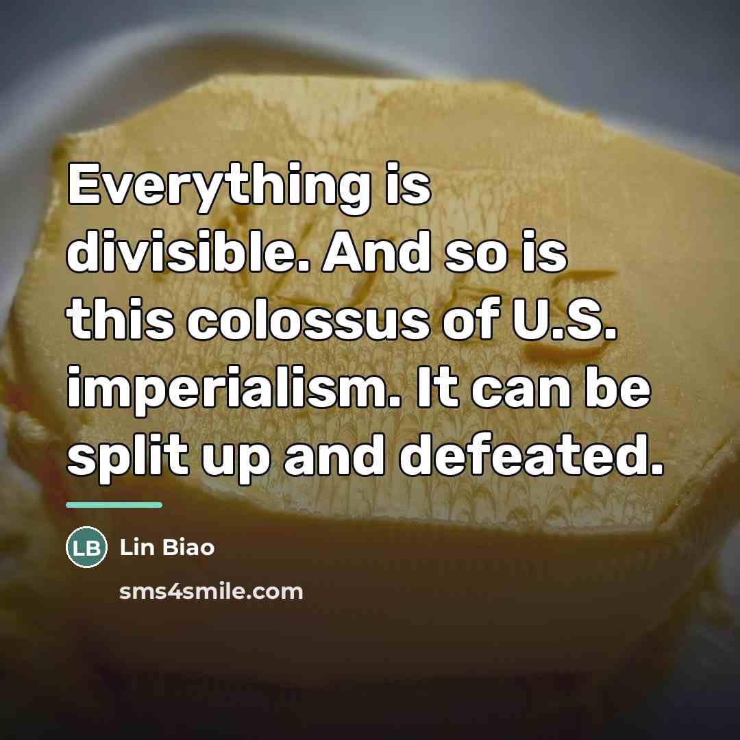 “Everything is divisible. And so is this colossus of U.S.…” quote by Lin Biao