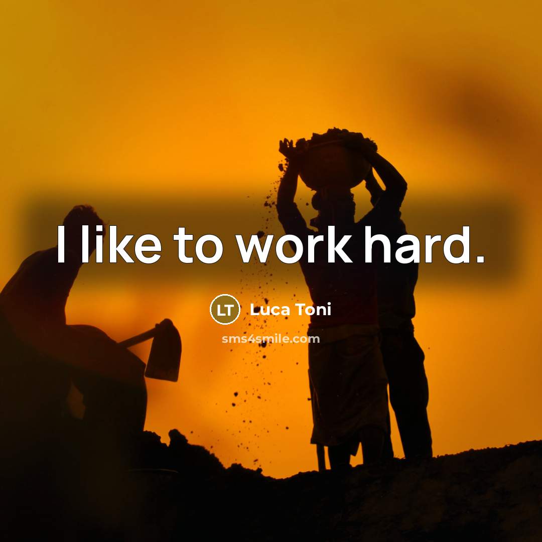 “I like to work hard.…” quote by Luca Toni