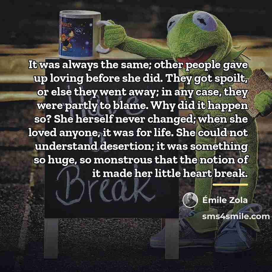 “It was always the same; other people gave up loving…” quote by Emile Zola