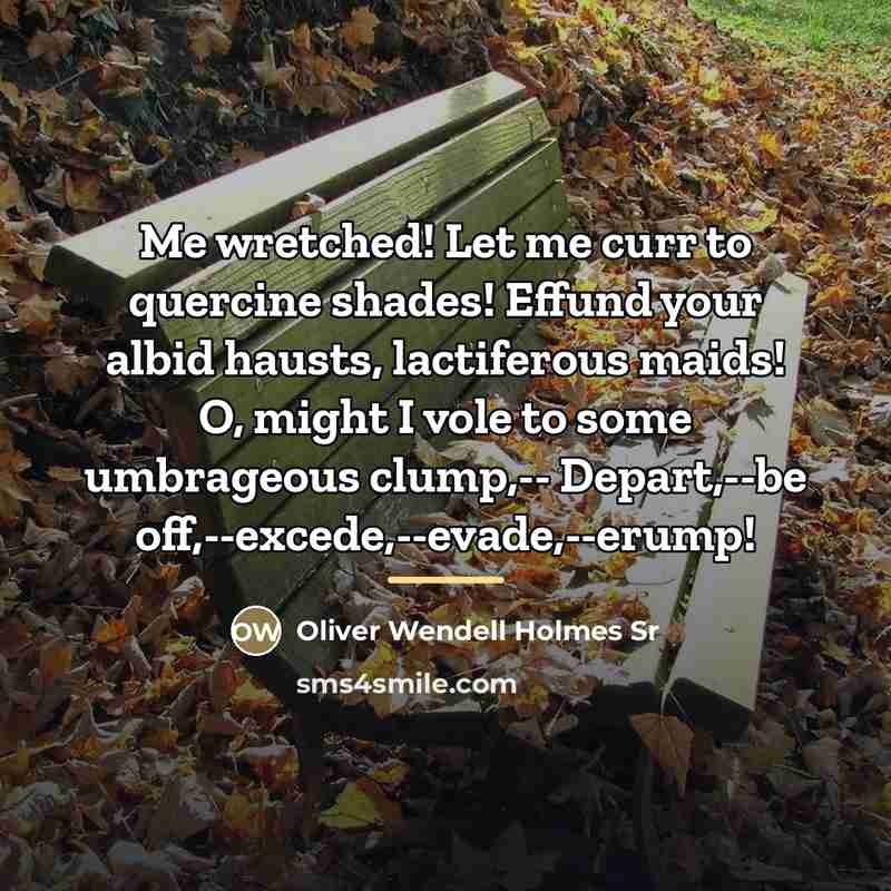 “Me wretched! Let me curr to quercine shades! Effund your…” quote by Oliver Wendell Holmes Sr