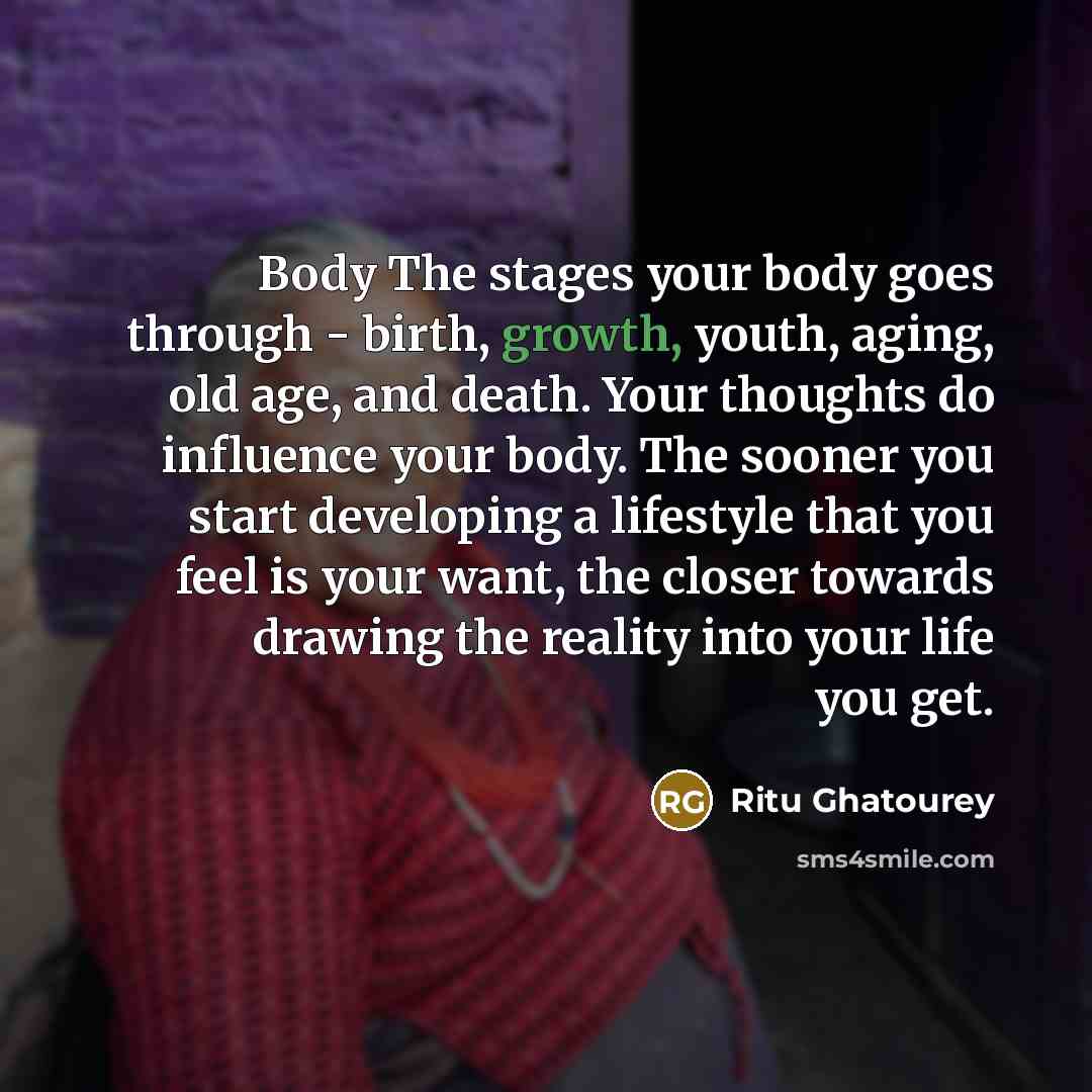 “Body The stages your body goes through - birth, growth,…” quote by Ritu Ghatourey