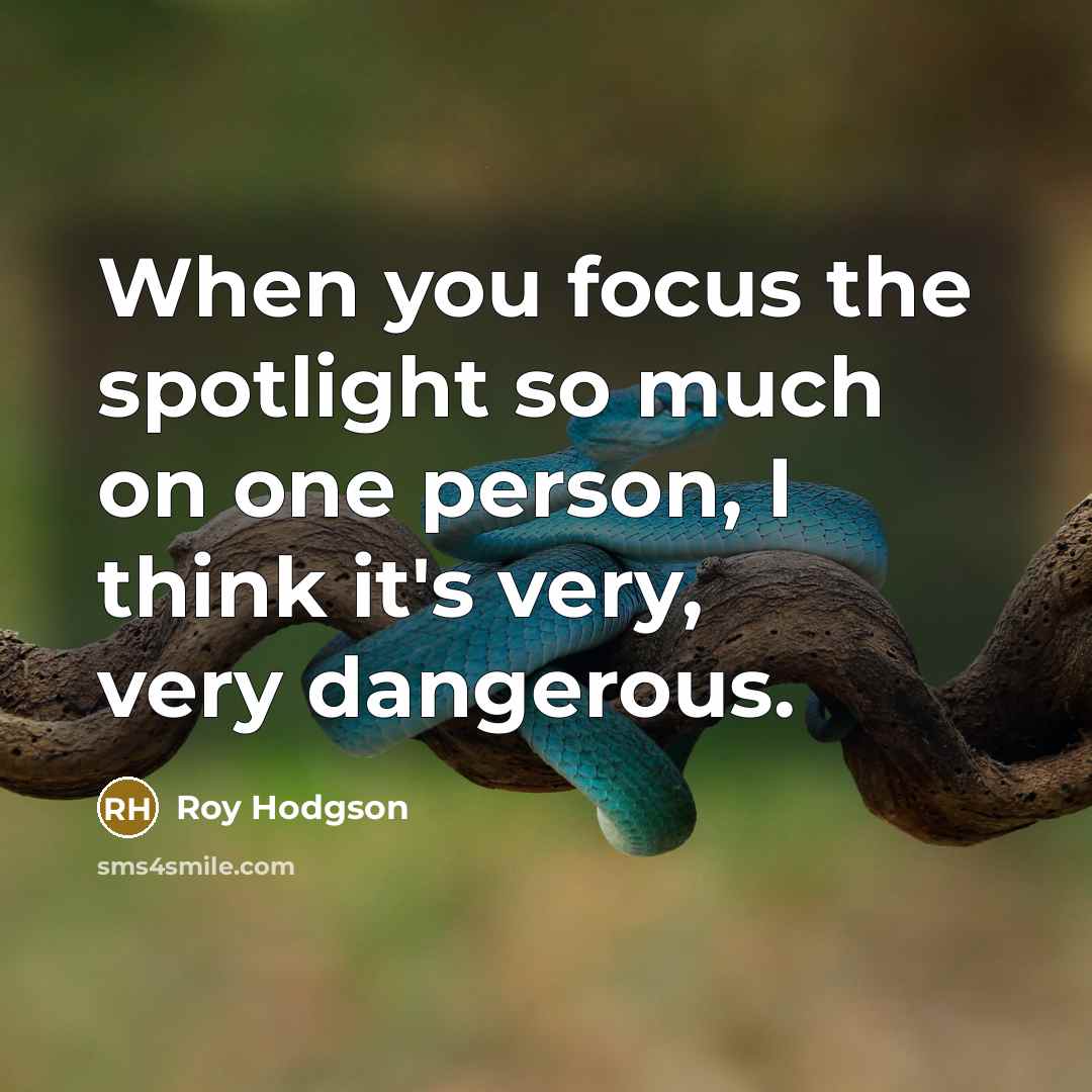 “When you focus the spotlight so much on one person,…” quote by Roy Hodgson