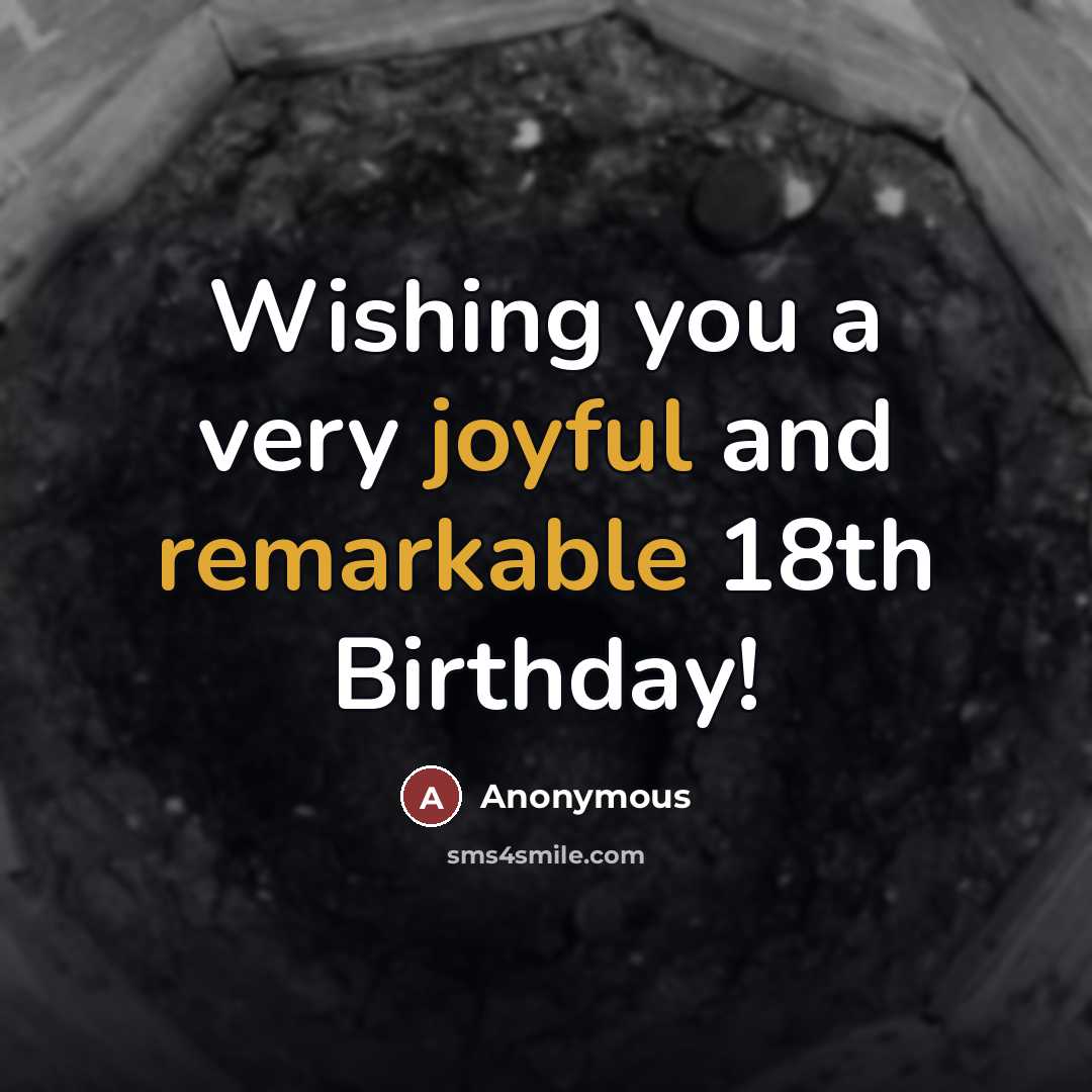 “Wishing you a very joyful and remarkable 18th Birthday!…” quote by Anonymous