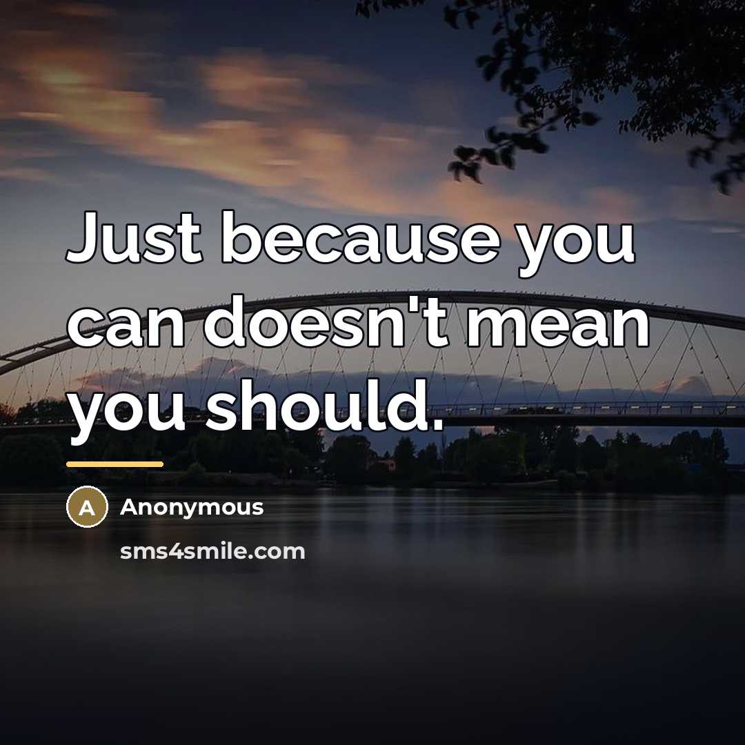 “Just because you can doesn't mean you should.…” quote by Anonymous