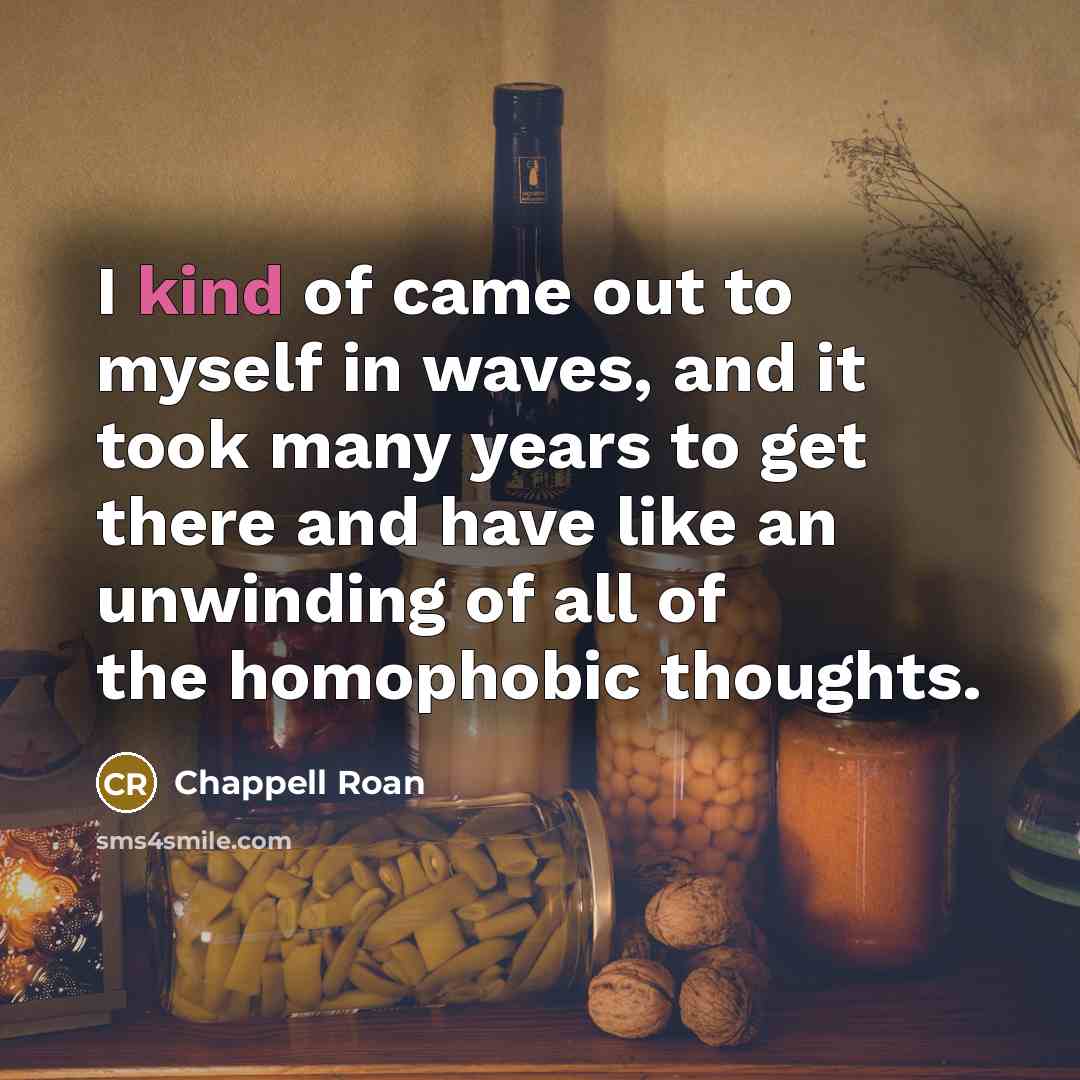 “I kind of came out to myself in waves, and it took many years to get there and have like an unwinding of all of the homophobic thoughts.” quote by Chappell Roan
