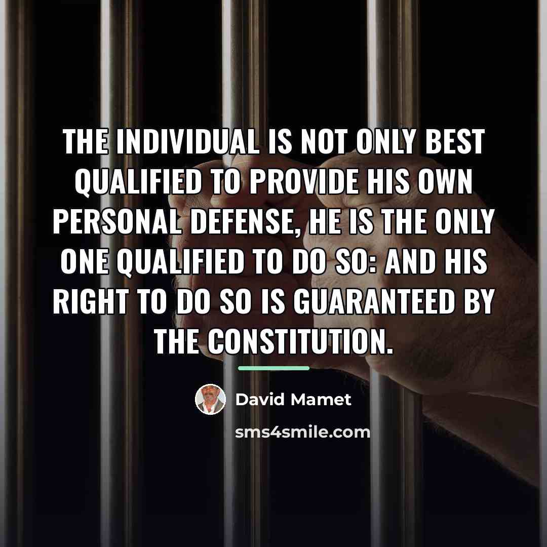 “The individual is not only best qualified to provide his…” quote by David Mamet