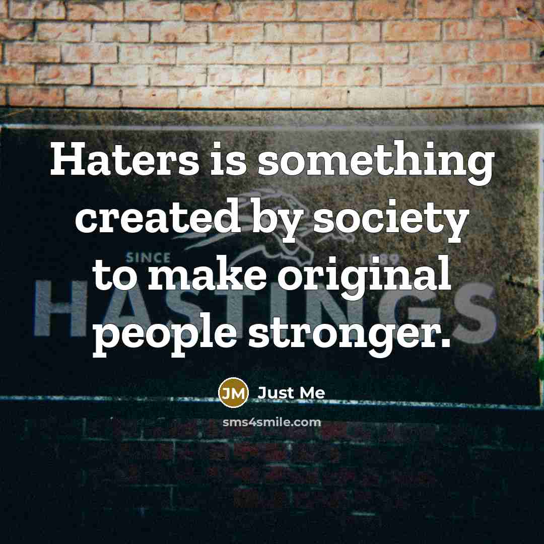 “Haters is something created by society to make original people…” quote by Just Me