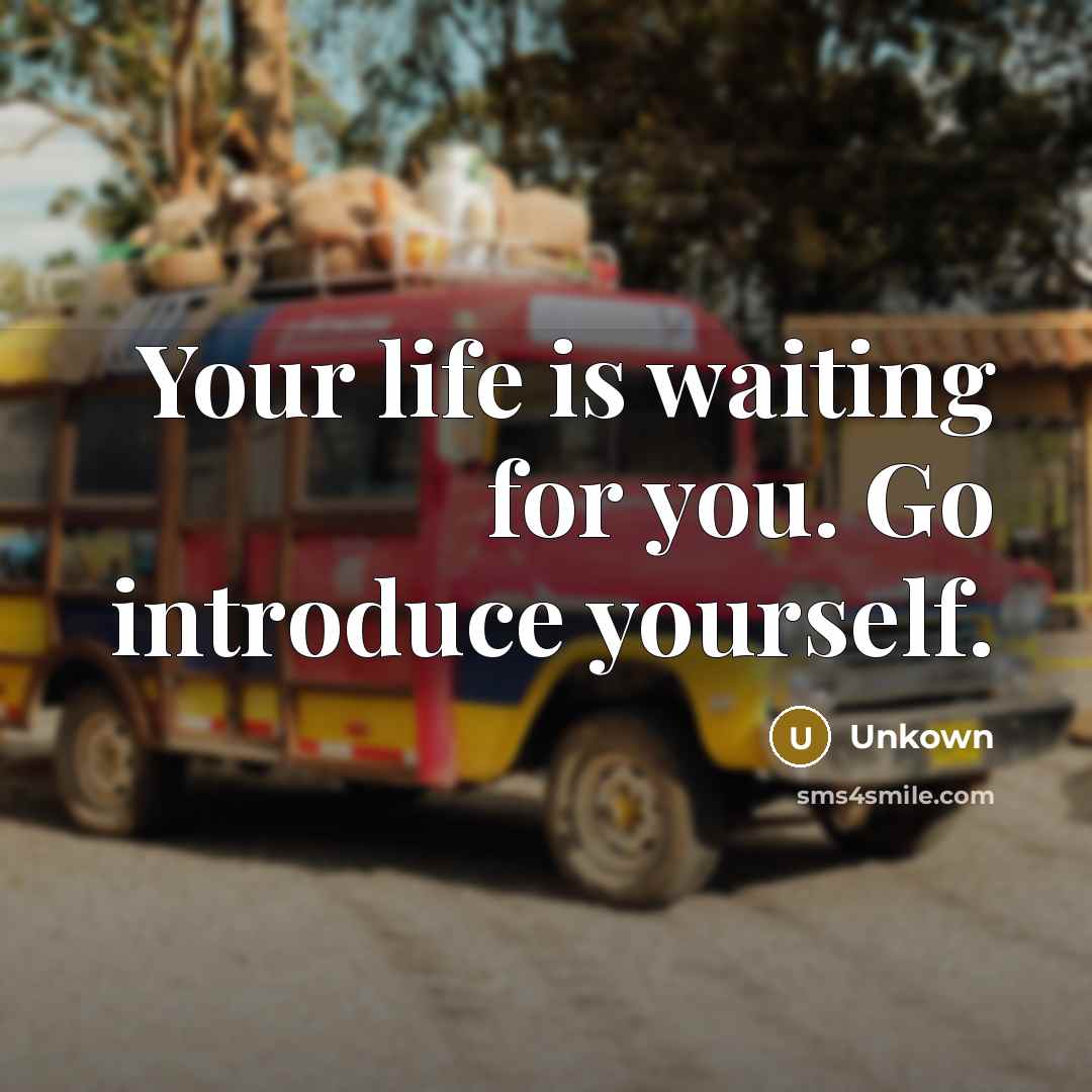 “Your life is waiting for you. Go introduce yourself.…” quote by Unkown