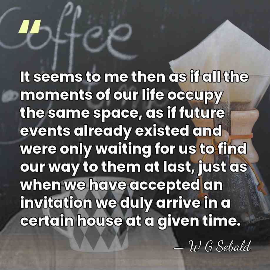 It seems to me then as if all the moments of our&hellip; - W G Sebald