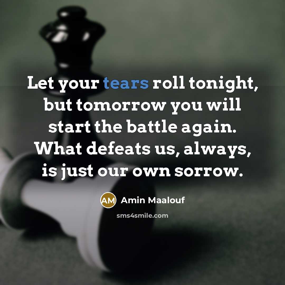 “Let your tears roll tonight, but tomorrow you will start…” quote by Amin Maalouf