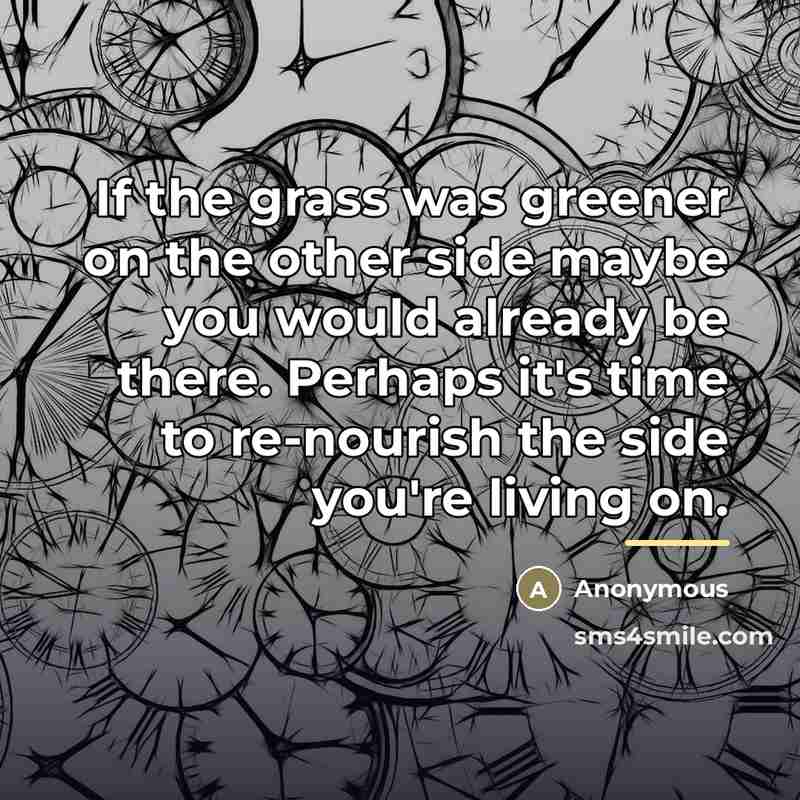 “If the grass was greener on the other side maybe…” quote by Anonymous
