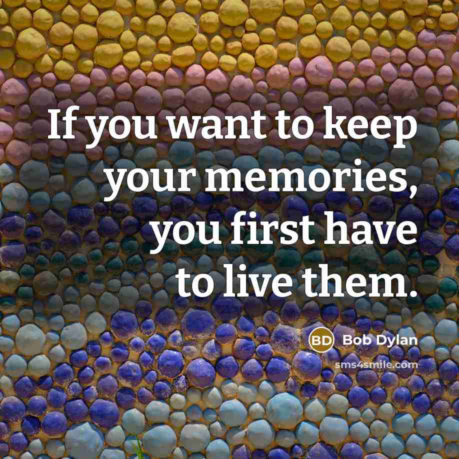 “If you want to keep your memories, you first have…” quote by Bob Dylan