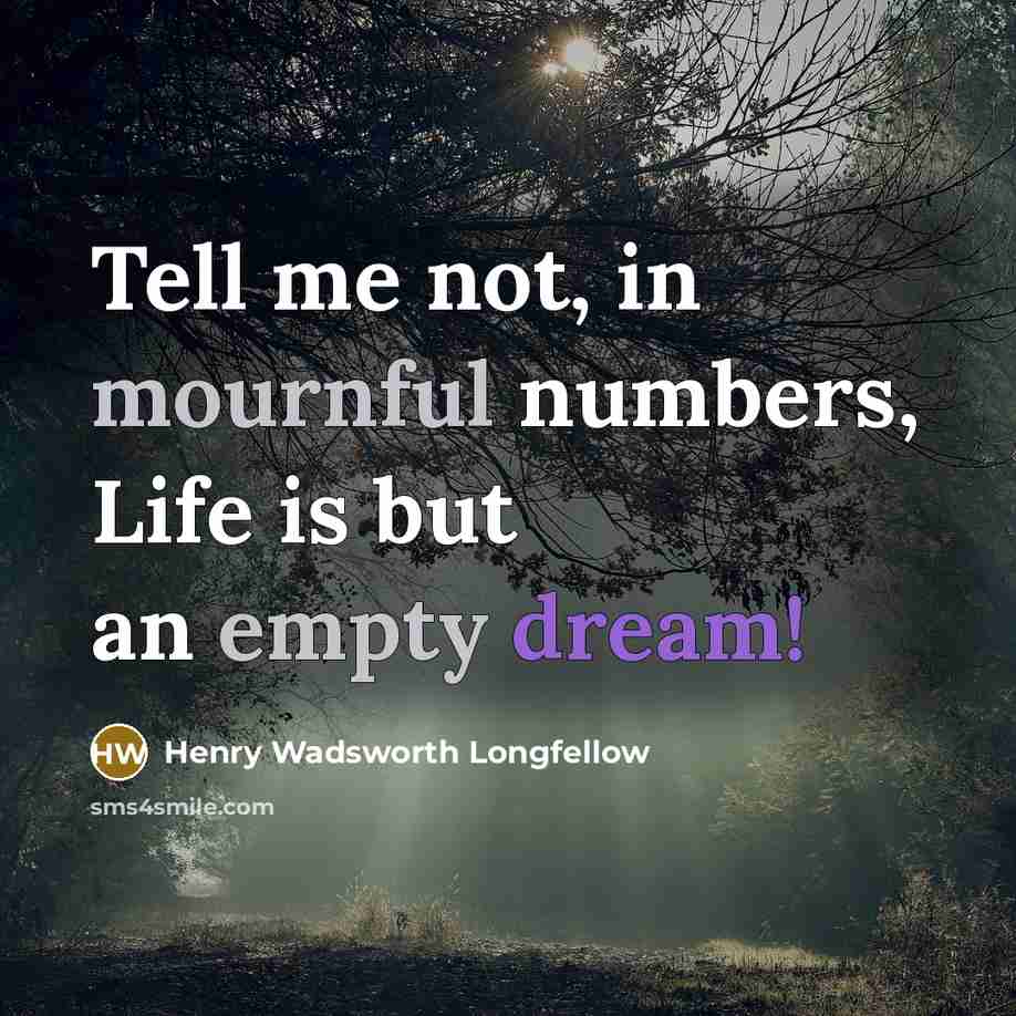 “Tell me not, in mournful numbers, Life is but an…” quote by Henry Wadsworth Longfellow