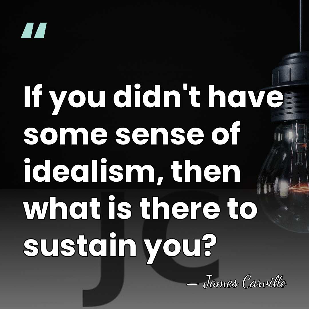 If you didn't have some sense of idealism, then what is there&hellip; - James Carville