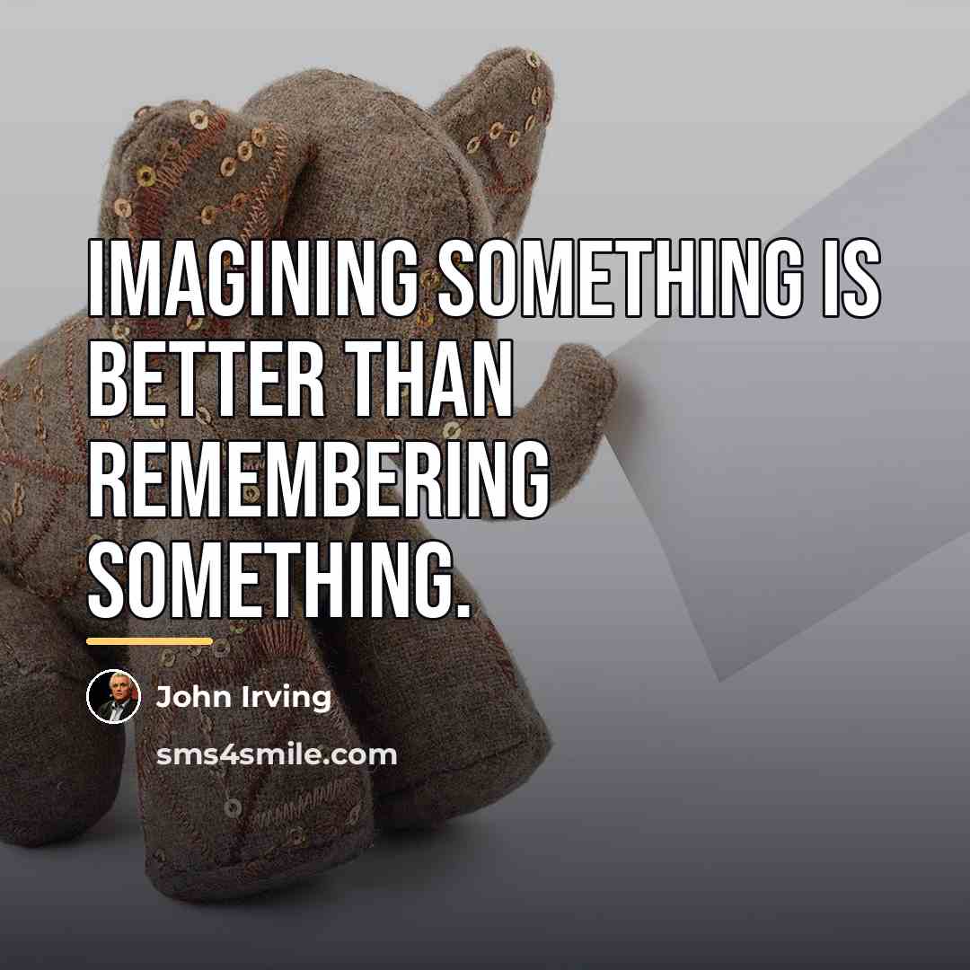“Imagining something is better than remembering something.…” quote by John Irving