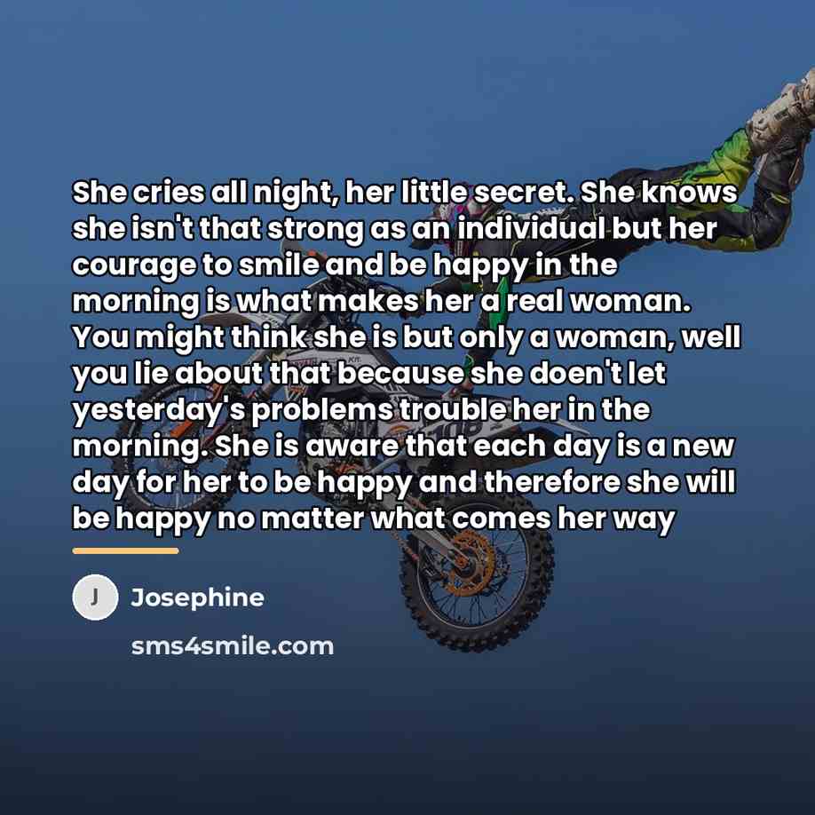 “She cries all night, her little secret. She knows she…” quote by Josephine