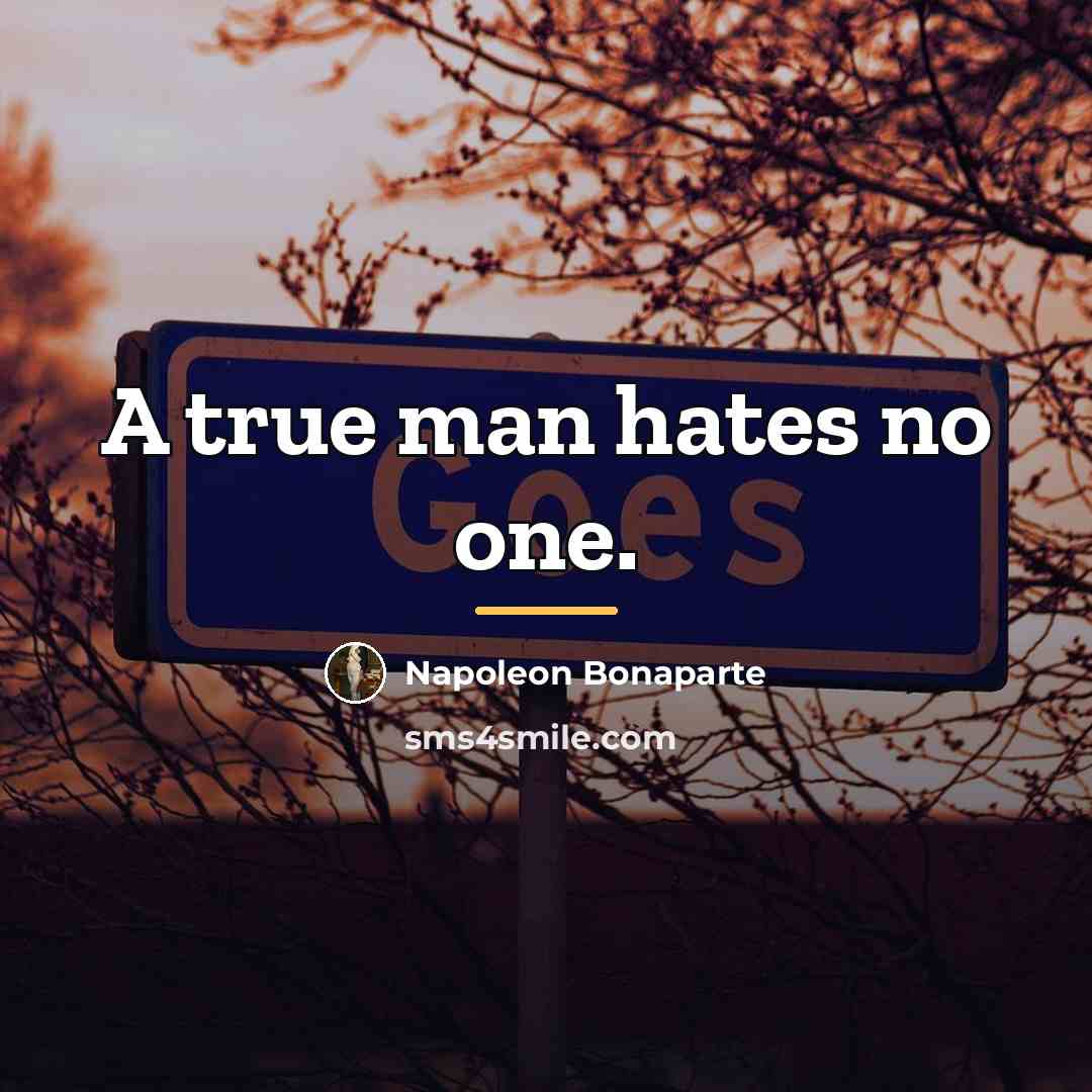 “A true man hates no one.…” quote by Napoleon Bonaparte