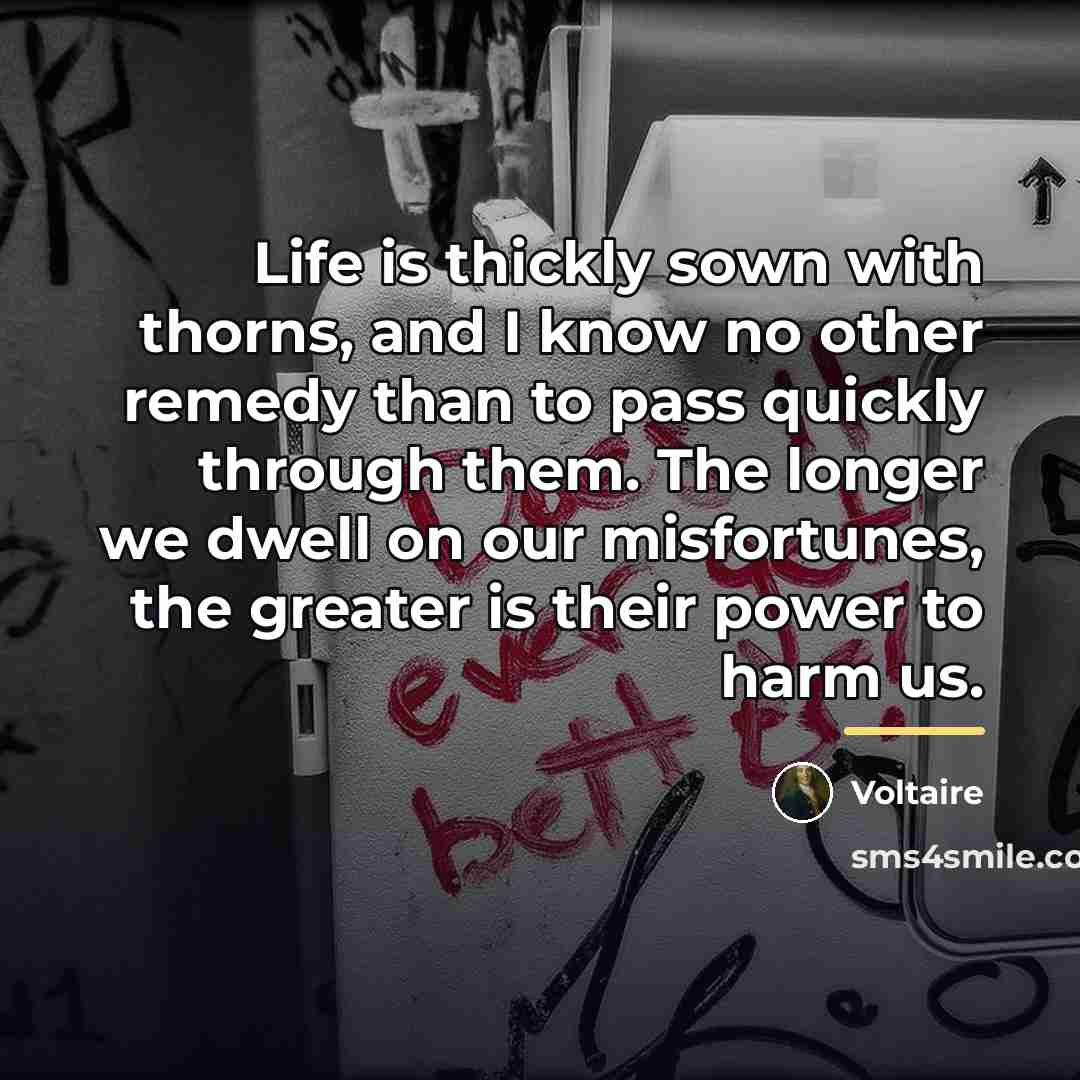 “Life is thickly sown with thorns, and I know no…” quote by Voltaire