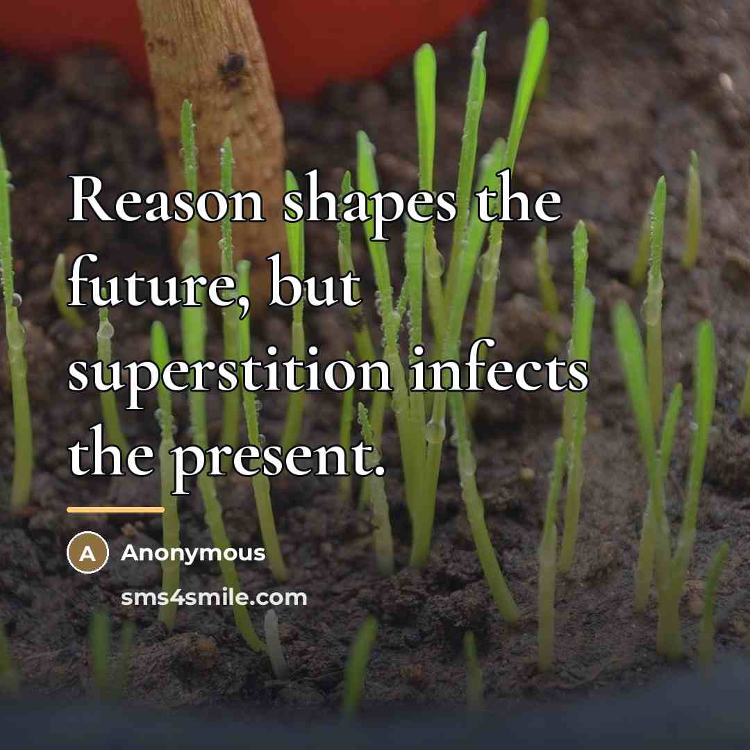“Reason shapes the future, but superstition infects the present.…” quote by Anonymous