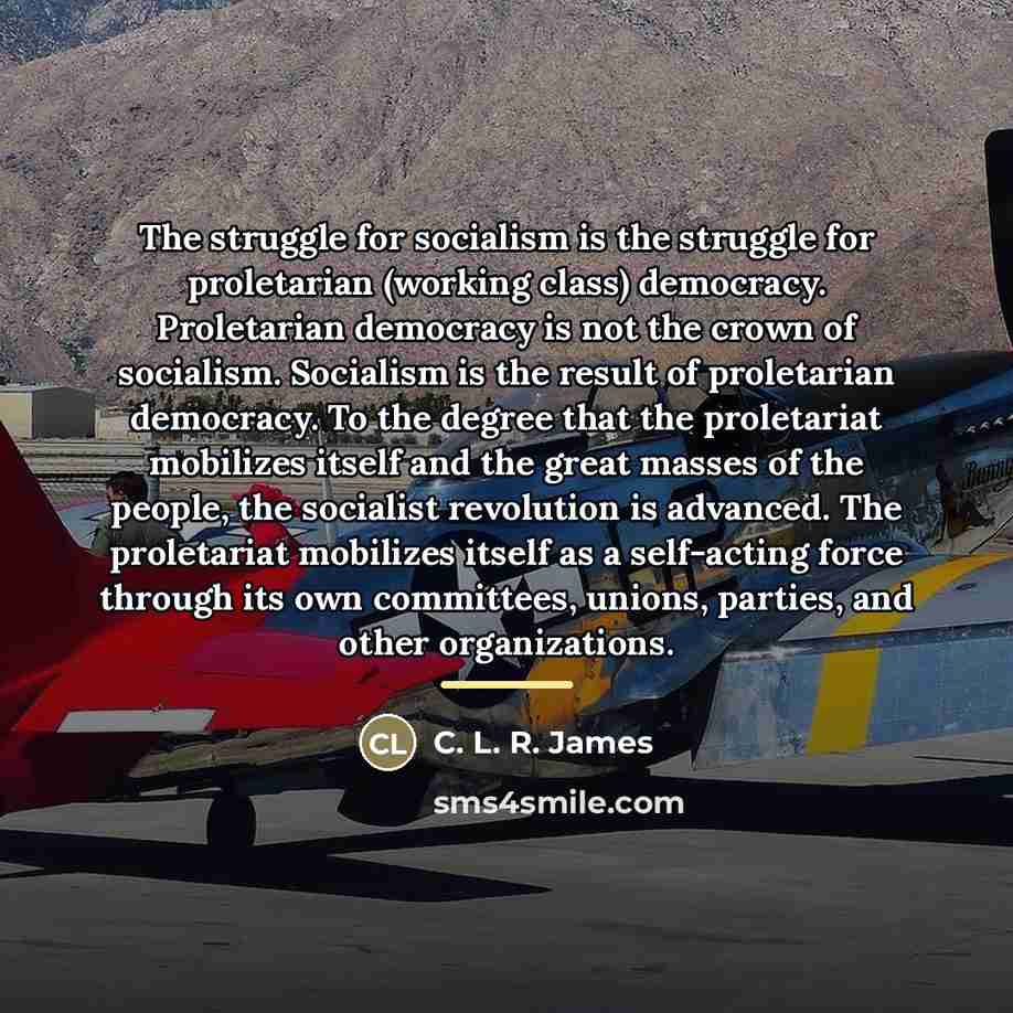 “The struggle for socialism is the struggle for proletarian (working…” quote by C. L. R. James