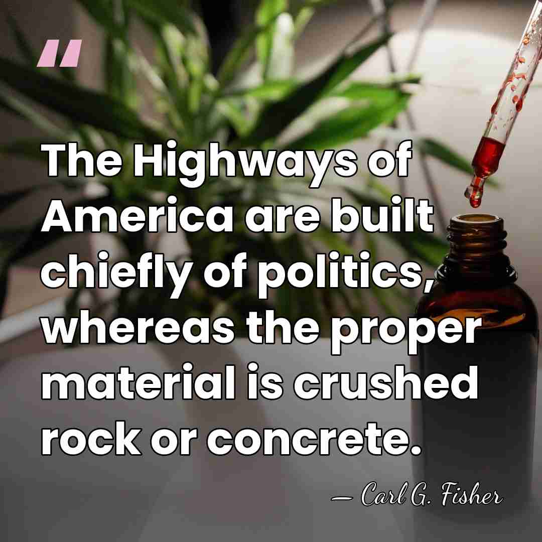 The Highways of America are built chiefly of politics, whereas the proper&hellip; - Carl G. Fisher