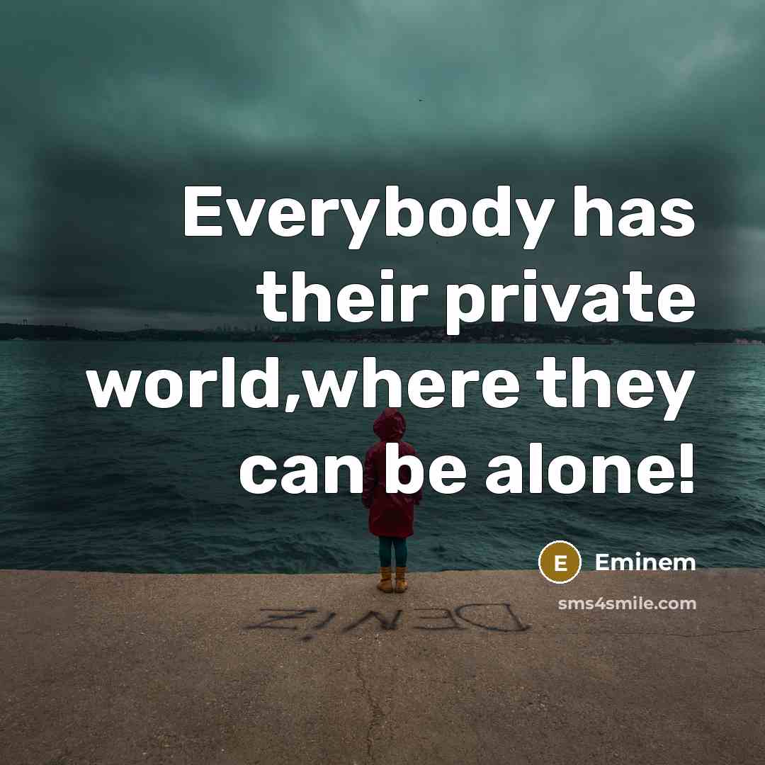 “Everybody has their private world,where they can be alone!…” quote by Eminem