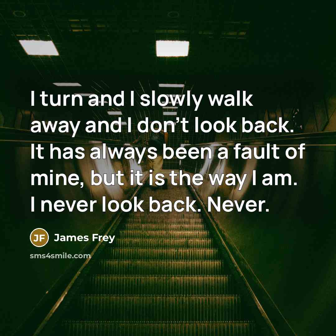“I turn and I slowly walk away and I don't…” quote by James Frey