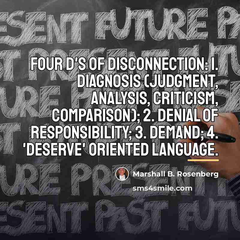 “Four D's of Disconnection: 1. Diagnosis (judgment, analysis, criticism, comparison);…” quote by Marshall B. Rosenberg