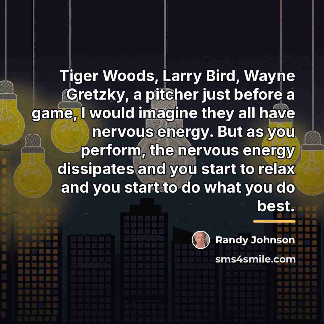 “Tiger Woods, Larry Bird, Wayne Gretzky, a pitcher just before…” quote by Randy Johnson
