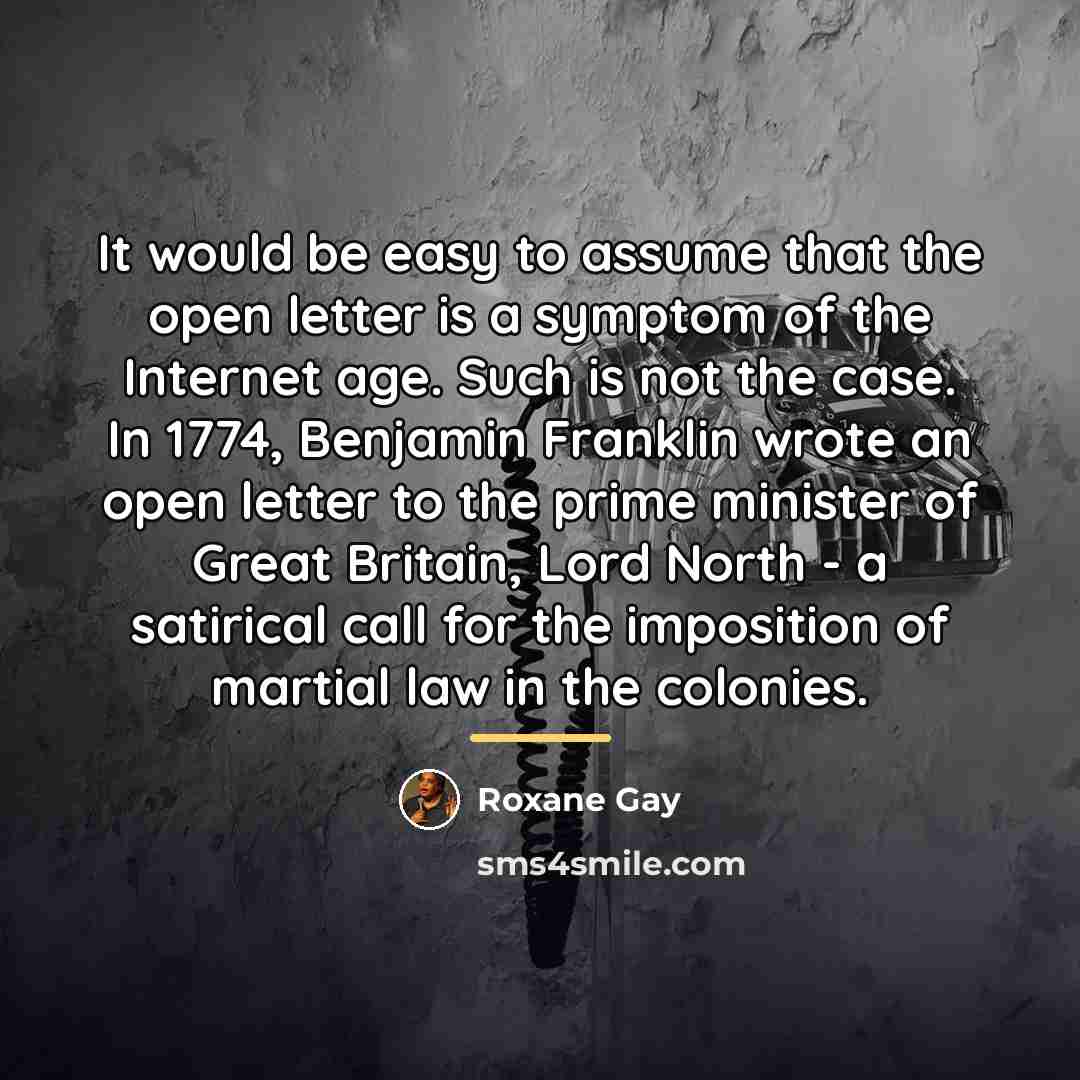 “It would be easy to assume that the open letter…” quote by Roxane Gay