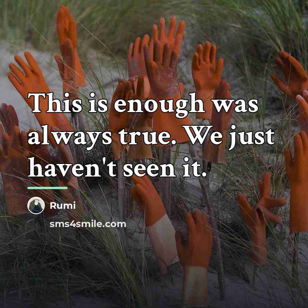 “This is enough was always true. We just haven't seen…” quote by Rumi