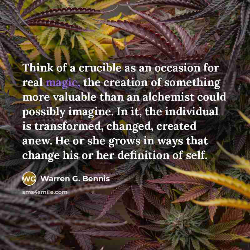 “Think of a crucible as an occasion for real magic,…” quote by Warren G. Bennis