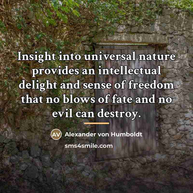 “Insight into universal nature provides an intellectual delight and sense…” quote by Alexander von Humboldt